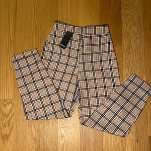 Plaid High-Waisted Pants